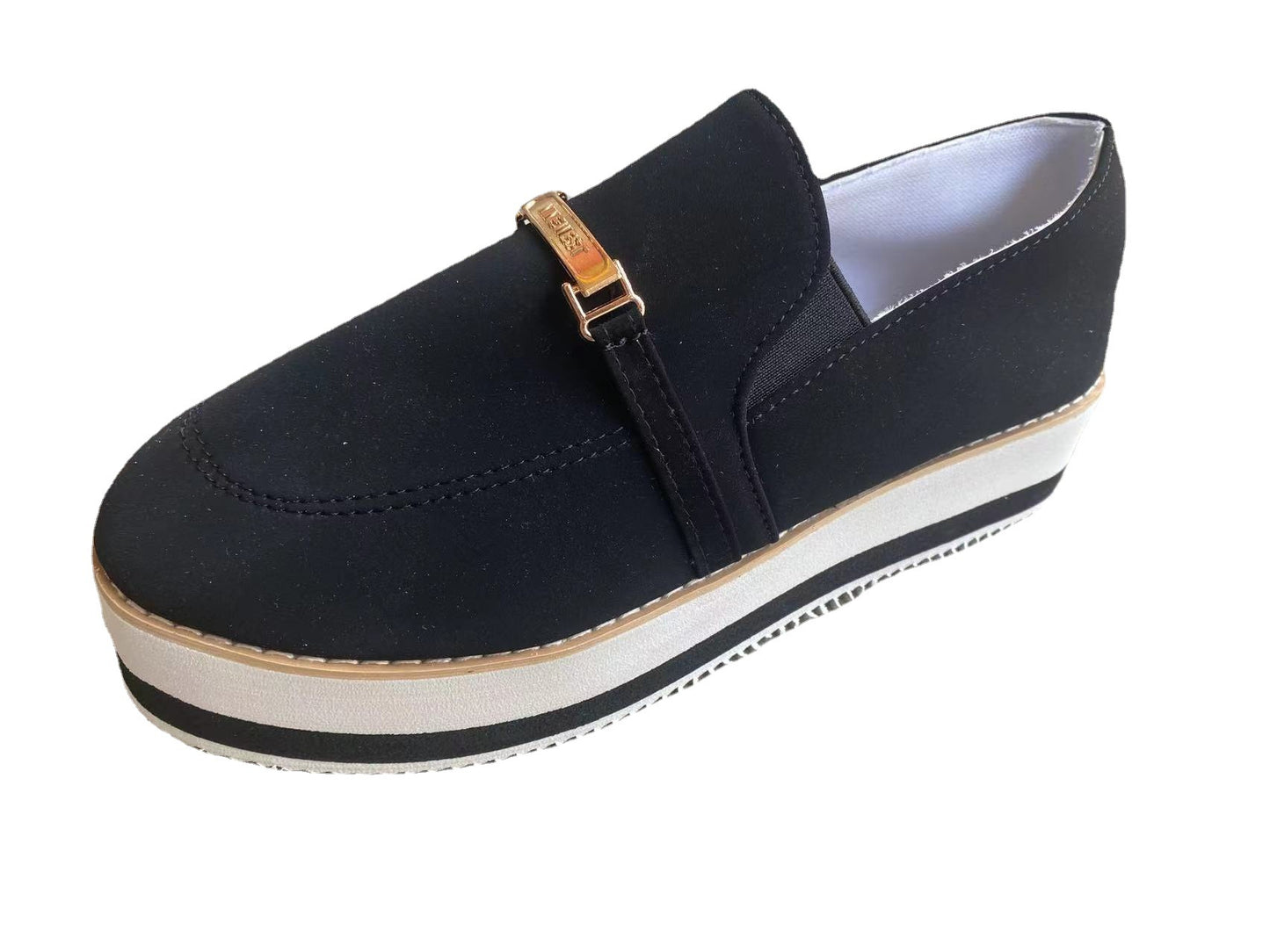 Zapatillas planas sin cordones con plataforma para mujer