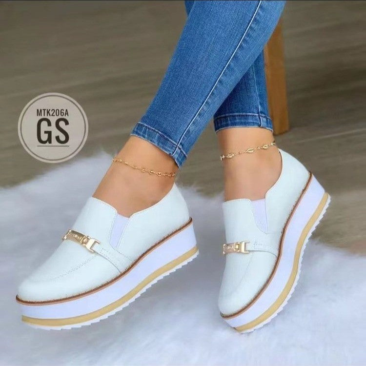 Zapatillas planas sin cordones con plataforma para mujer