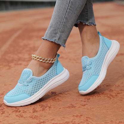 Zapatillas Deportivas de Malla con Cordones para Mujer, Calzado Plano Cómodo y Liso