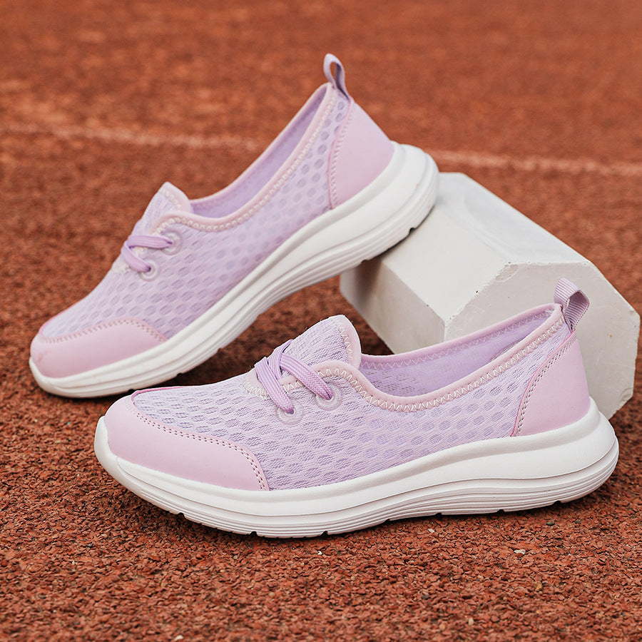 Zapatillas Deportivas de Malla con Cordones para Mujer, Calzado Plano Cómodo y Liso