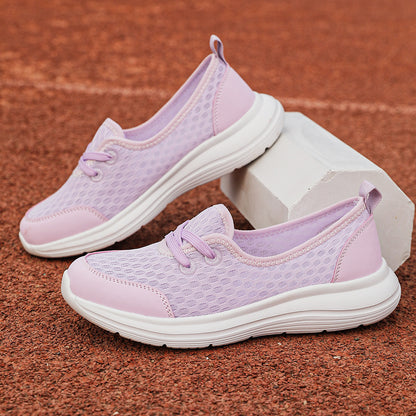 Zapatillas Deportivas de Malla con Cordones para Mujer, Calzado Plano Cómodo y Liso