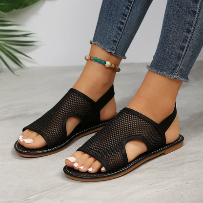 Nuevas sandalias de malla de verano, zapatos planos transpirables informales para mujer, zapatos de playa para hombre