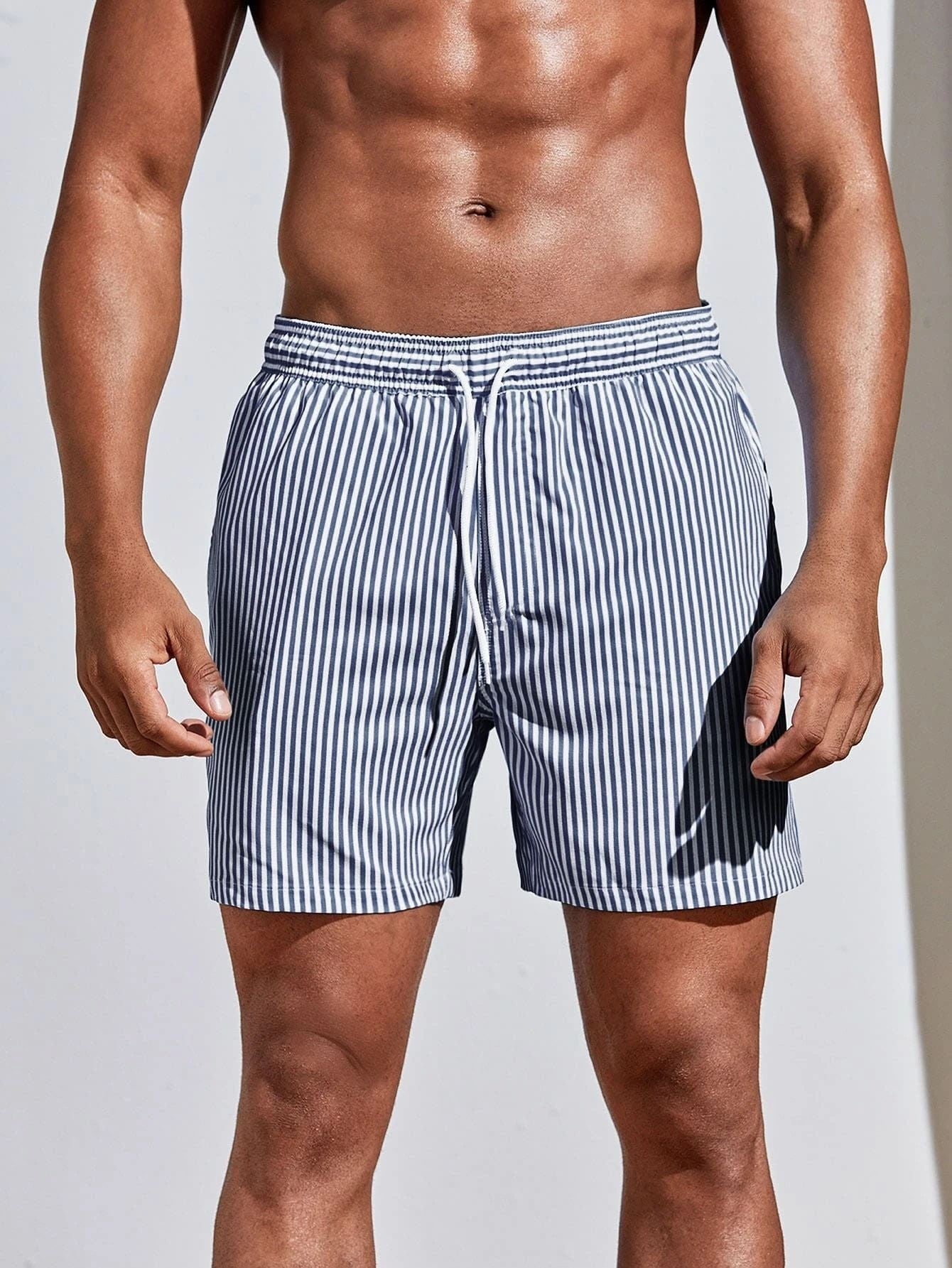 Pantalones cortos de hombre con estampado de rayas 3D, informales de verano, ligeros, para playa