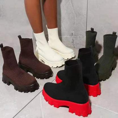 Botines de Mujer con Plataforma y Tacón Grueso