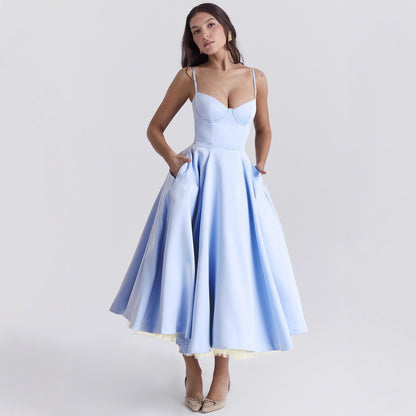 Vestido lencero doble capa de malla para mujer