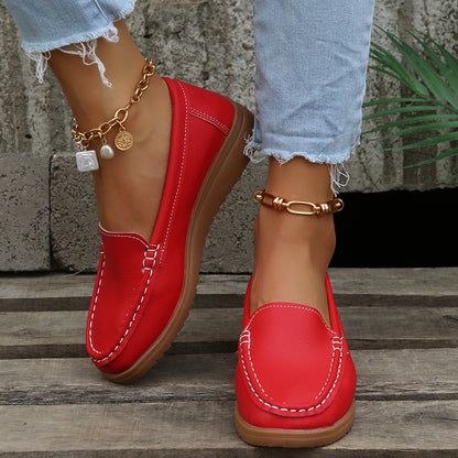 Zapatos planos de mujer de cuero sintético Loafers