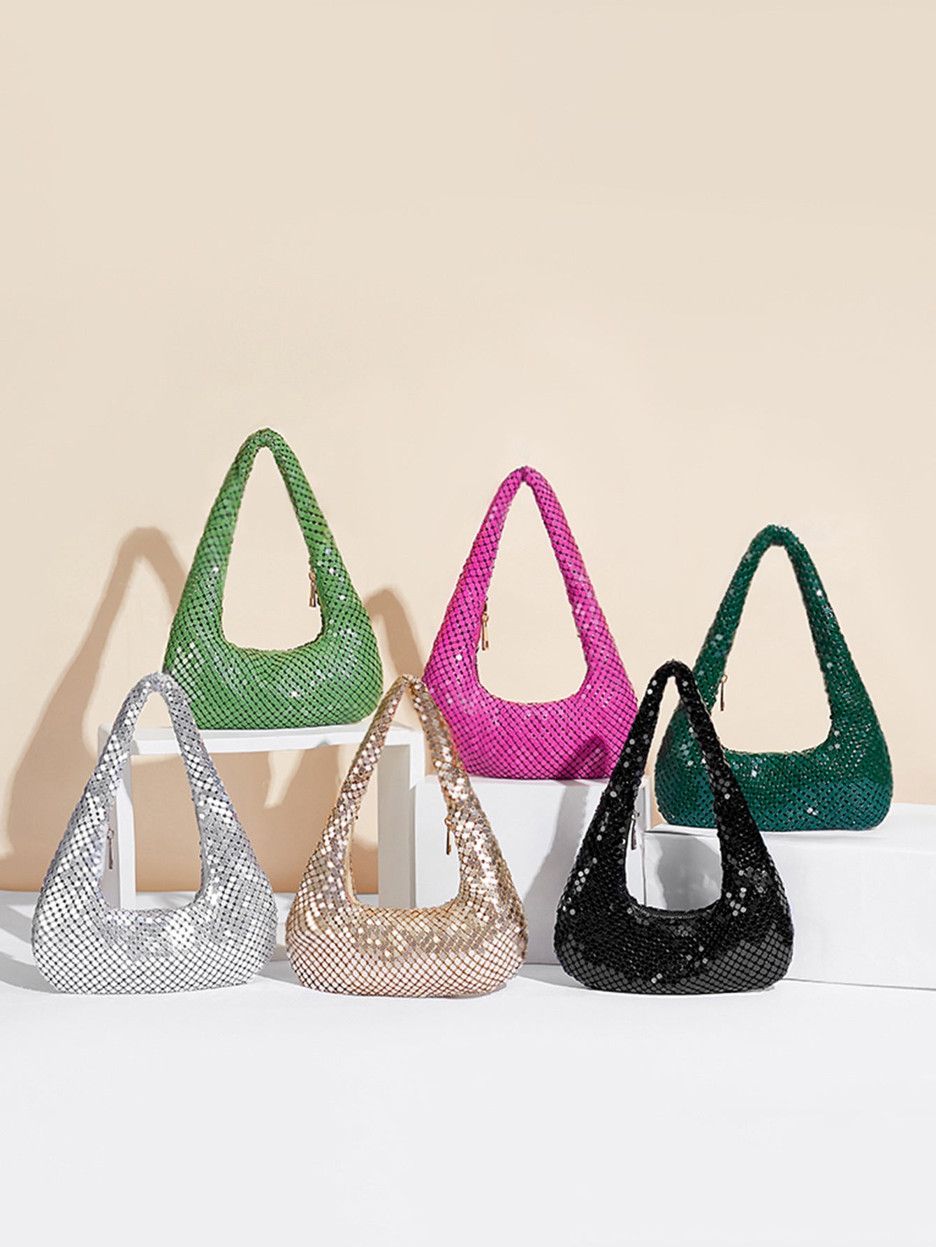 Bolso de mano dorado metálico a la moda - Elegante bolso de noche de axila para mujer para fiestas, bailes de graduación y ocasiones especiales