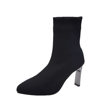 Botines con punta en pico tipo calcetín para mujer