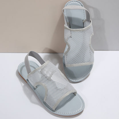 Nuevas sandalias de malla de verano, zapatos planos transpirables informales para mujer, zapatos de playa para hombre