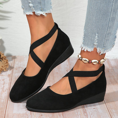 Zapatos deportivos casuales con cuña y punta para mujer