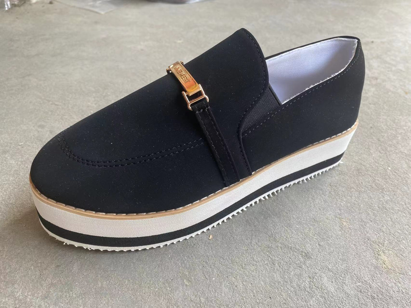 Zapatillas planas sin cordones con plataforma para mujer