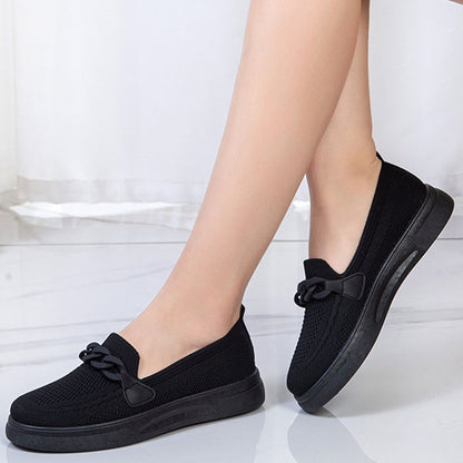 Zapatos planos de cadena para mujer, sin cordones, puntera redonda, cómodos