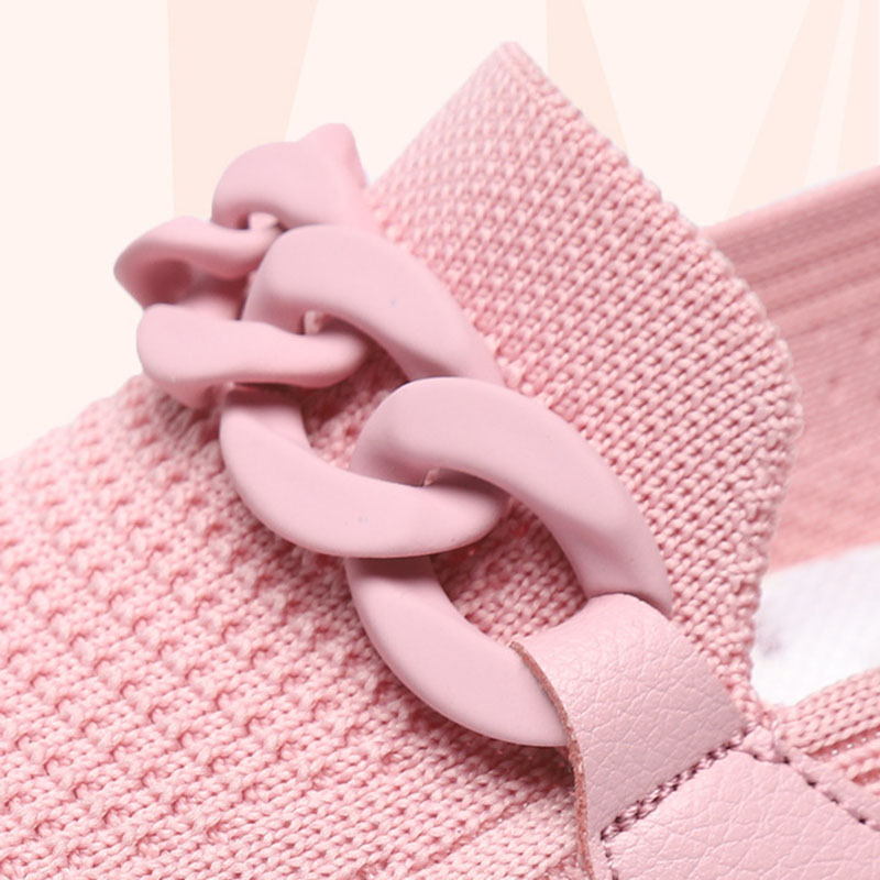 Zapatos planos de cadena para mujer, sin cordones, puntera redonda, cómodos