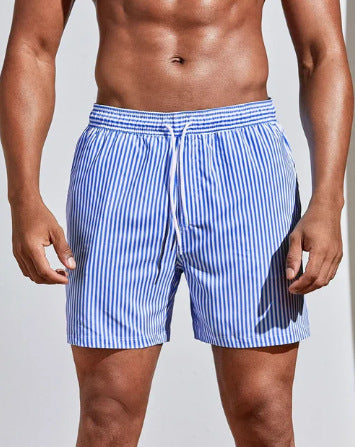 Men's 3D Striped Print Shorts Summer Casual Lightweight Beach Pants