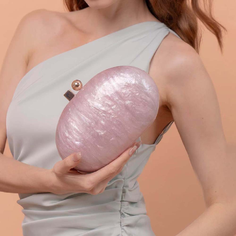 Bolso de Hombro para Mujer con Diseño Ovalado Perlado